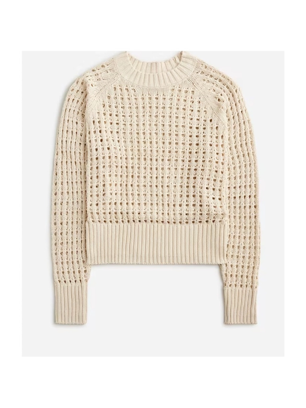 JCREW Pointelle Sweater xxs Tan Beige BZ498 J.Crew Open Knit Travel Coastal